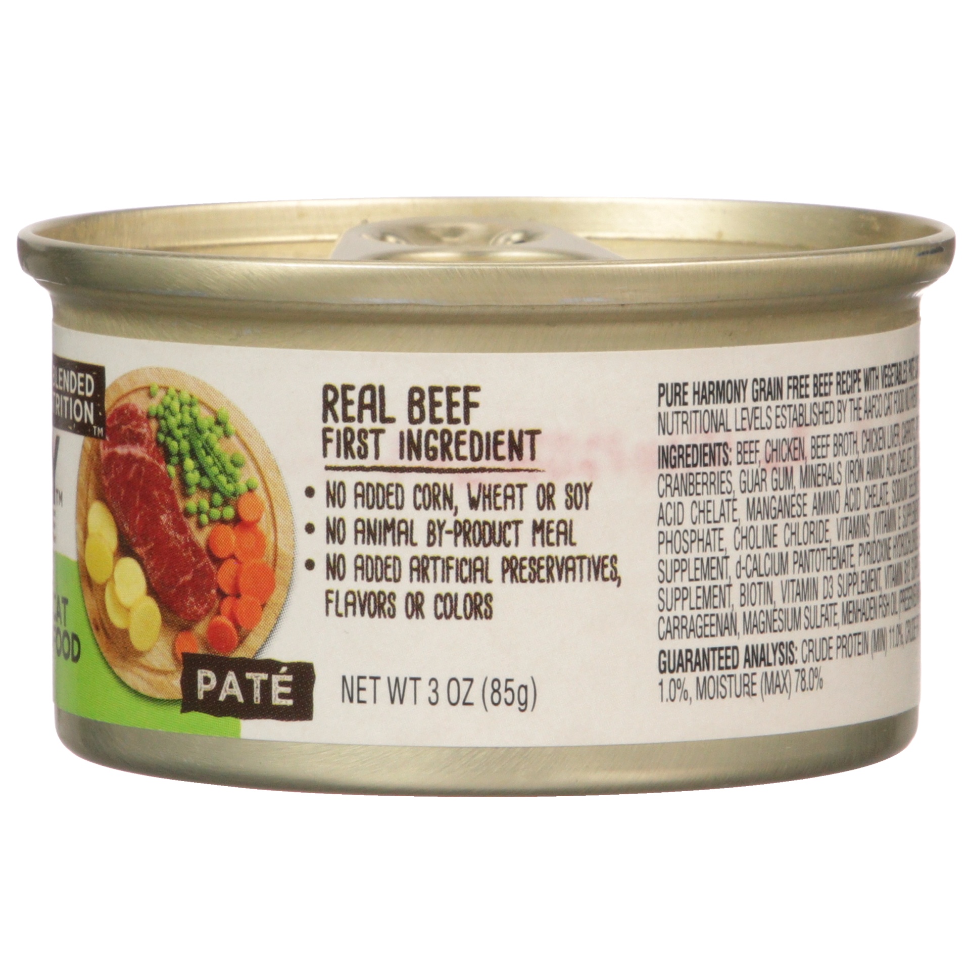 slide 6 of 6, Pure Harmony Pate Super Premium Grain Free Beef Recipe with Vegetables Cat Food 3 oz, 3 oz