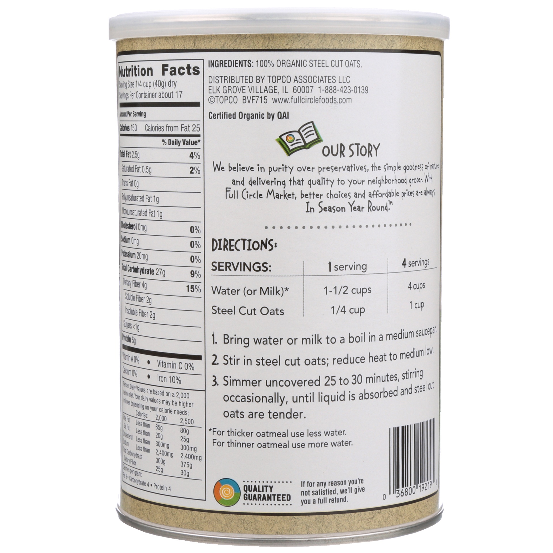 slide 6 of 6, Full Circle Market Organic Steel Cut Oats 24 oz, 24 oz