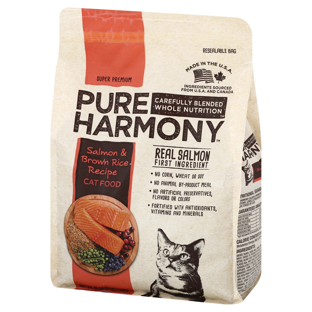 slide 5 of 9, Pure Harmony Super Premium Salmon & Brown Rice Recipe Cat Food 48 oz, 48 oz