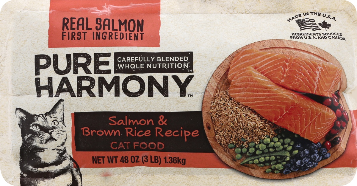 slide 9 of 9, Pure Harmony Super Premium Salmon & Brown Rice Recipe Cat Food 48 oz, 48 oz