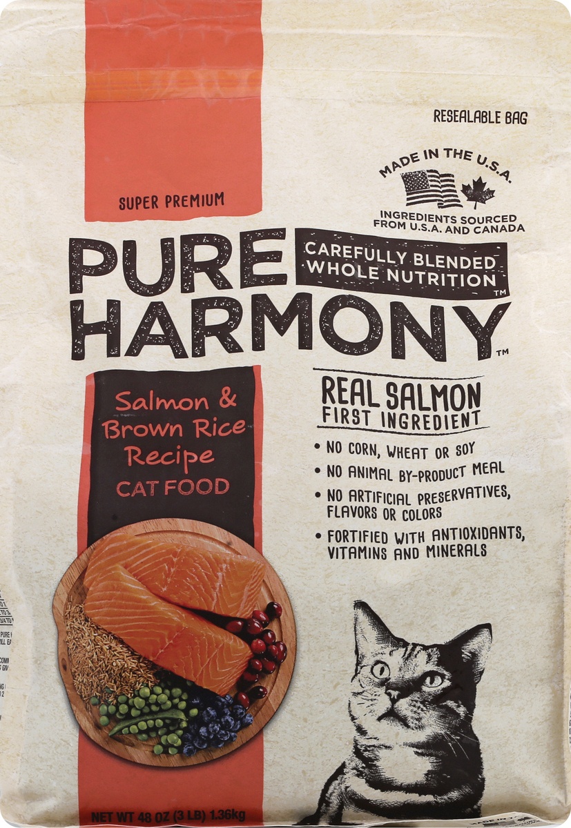 slide 8 of 9, Pure Harmony Super Premium Salmon & Brown Rice Recipe Cat Food 48 oz, 48 oz
