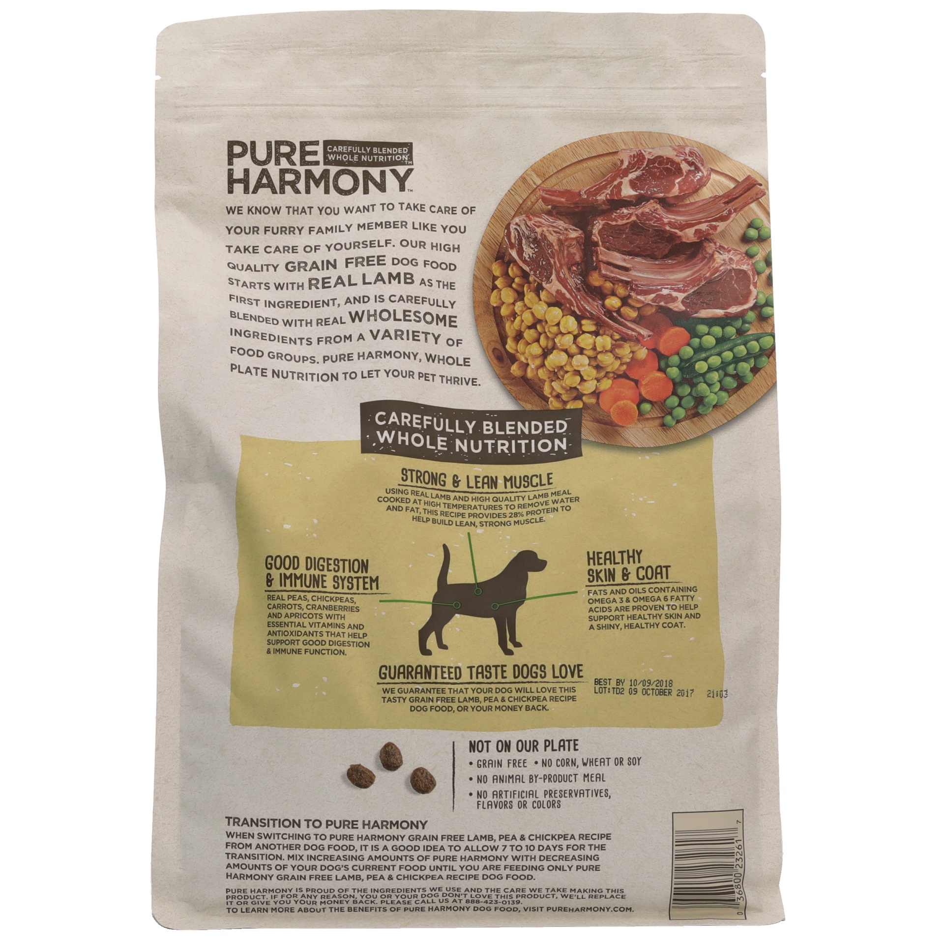 slide 6 of 6, Pure Harmony Grain-Free Super Premium Lamb, Pea & Chickpea Recipe Dog Food 56 oz, 56 oz