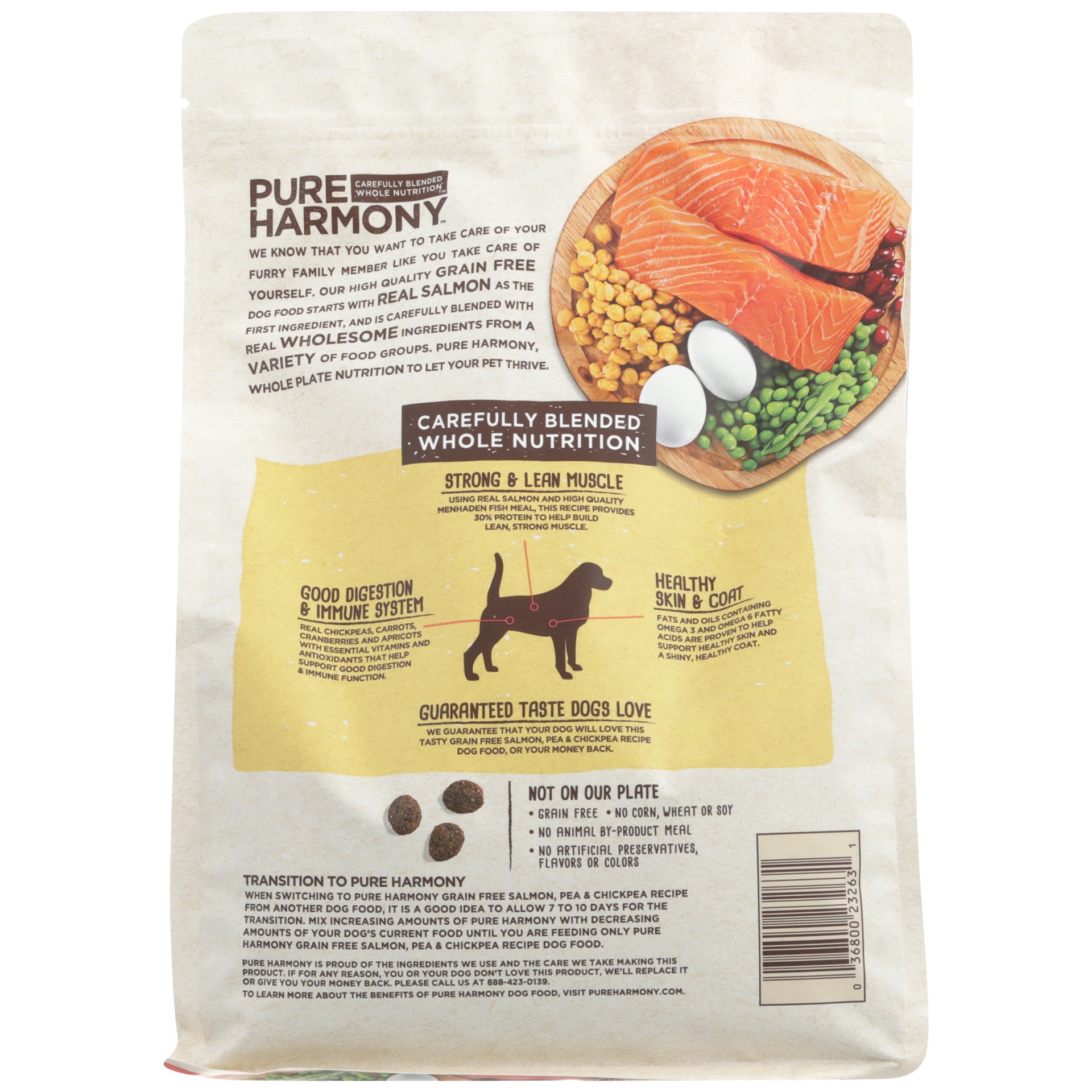 slide 3 of 6, Pure Harmony Grain Free Super Premium Salmon, Pea & Chickpea Recipe Dog Food 48 oz, 48 oz