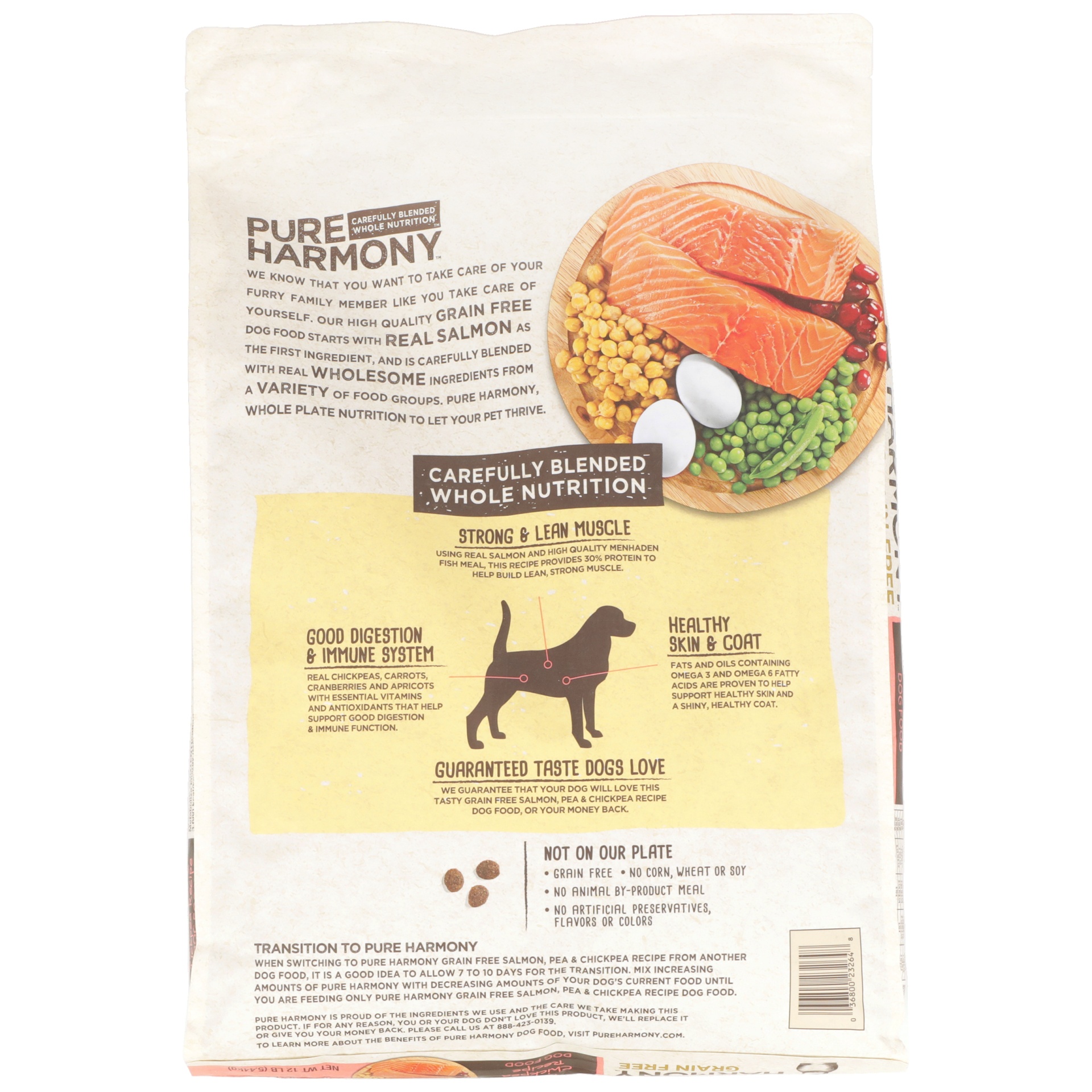 slide 4 of 6, Pure Harmony Grain Free Salmon, Pea & Chickpea Recipe Dog Food, 12 lb
