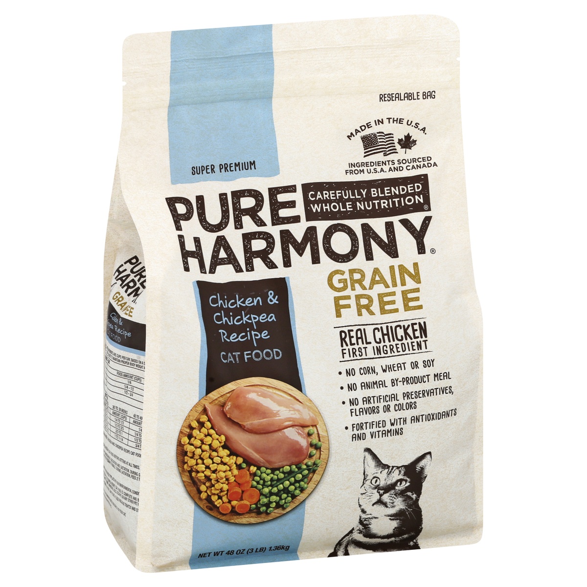 slide 5 of 9, Pure Harmony Grain Free Super Premium Chicken & Chickpea Recipe Cat Food 48 oz Bag, 48 oz