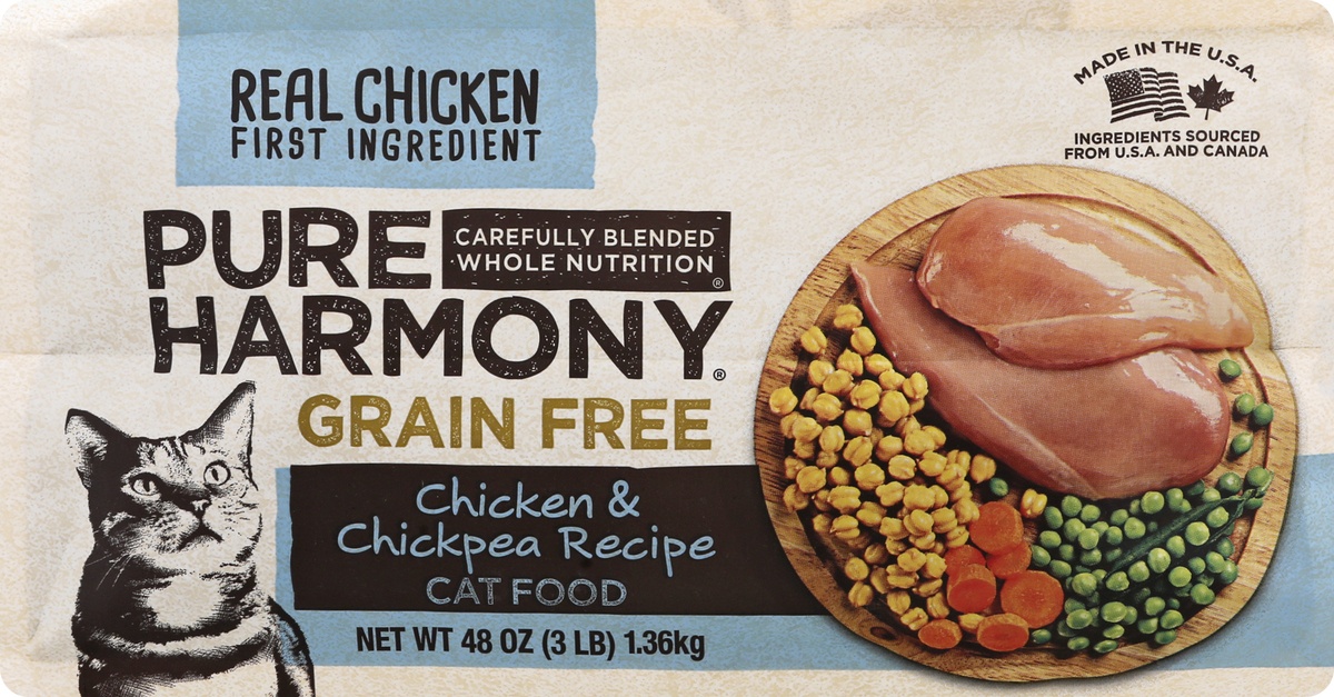 slide 2 of 9, Pure Harmony Grain Free Super Premium Chicken & Chickpea Recipe Cat Food 48 oz Bag, 48 oz