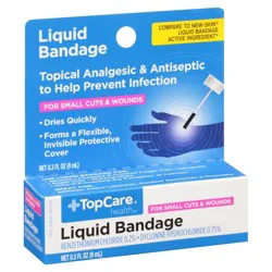 Topcare HEALTH Liquid Bandage Benzethonium Chloride 0.2%, Dyclonine Hydrochloride 0.75% Topical Analgesic & Antiseptic