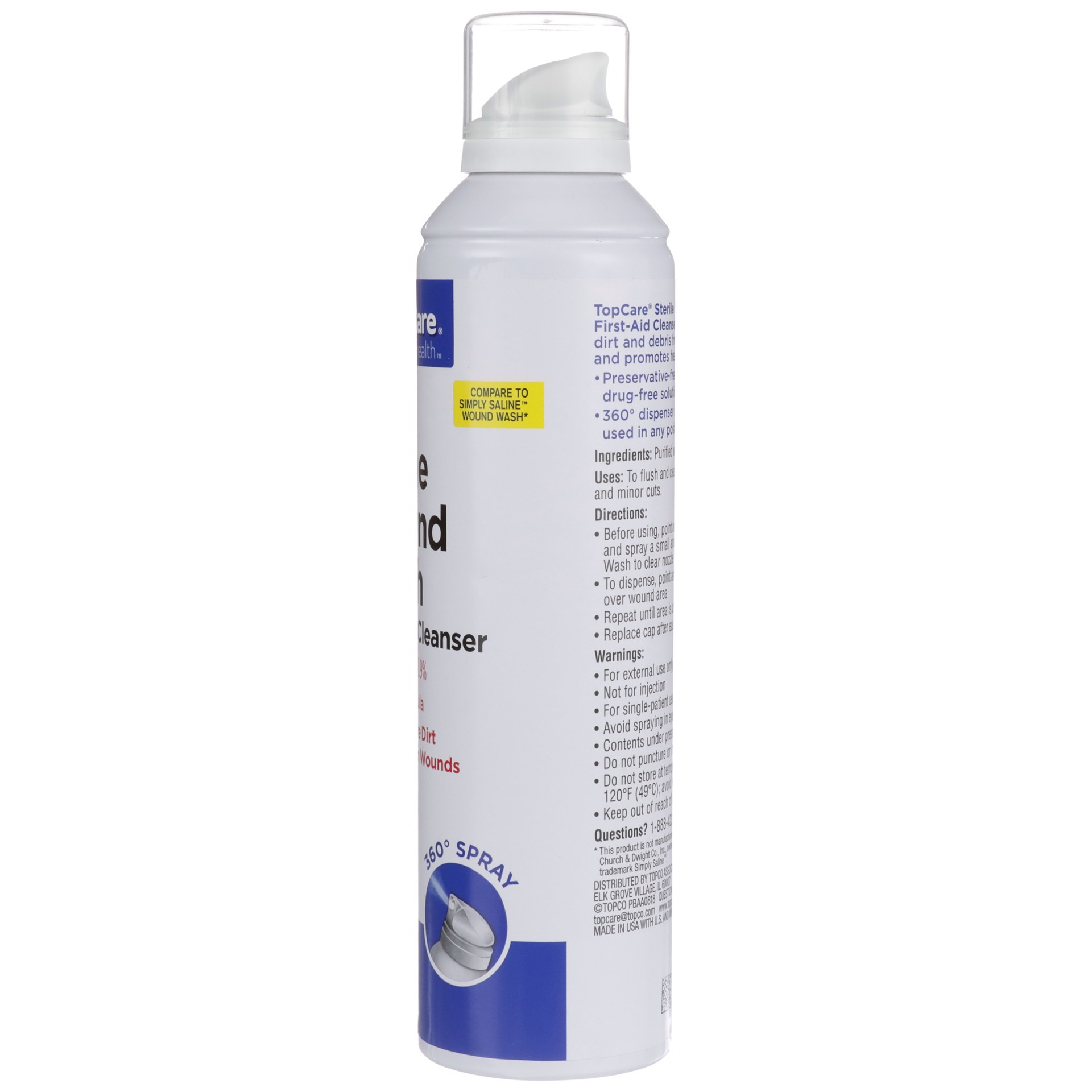 slide 5 of 6, Topcare Health Saline Wound Wash 7.4 Ounces, 7.4 oz