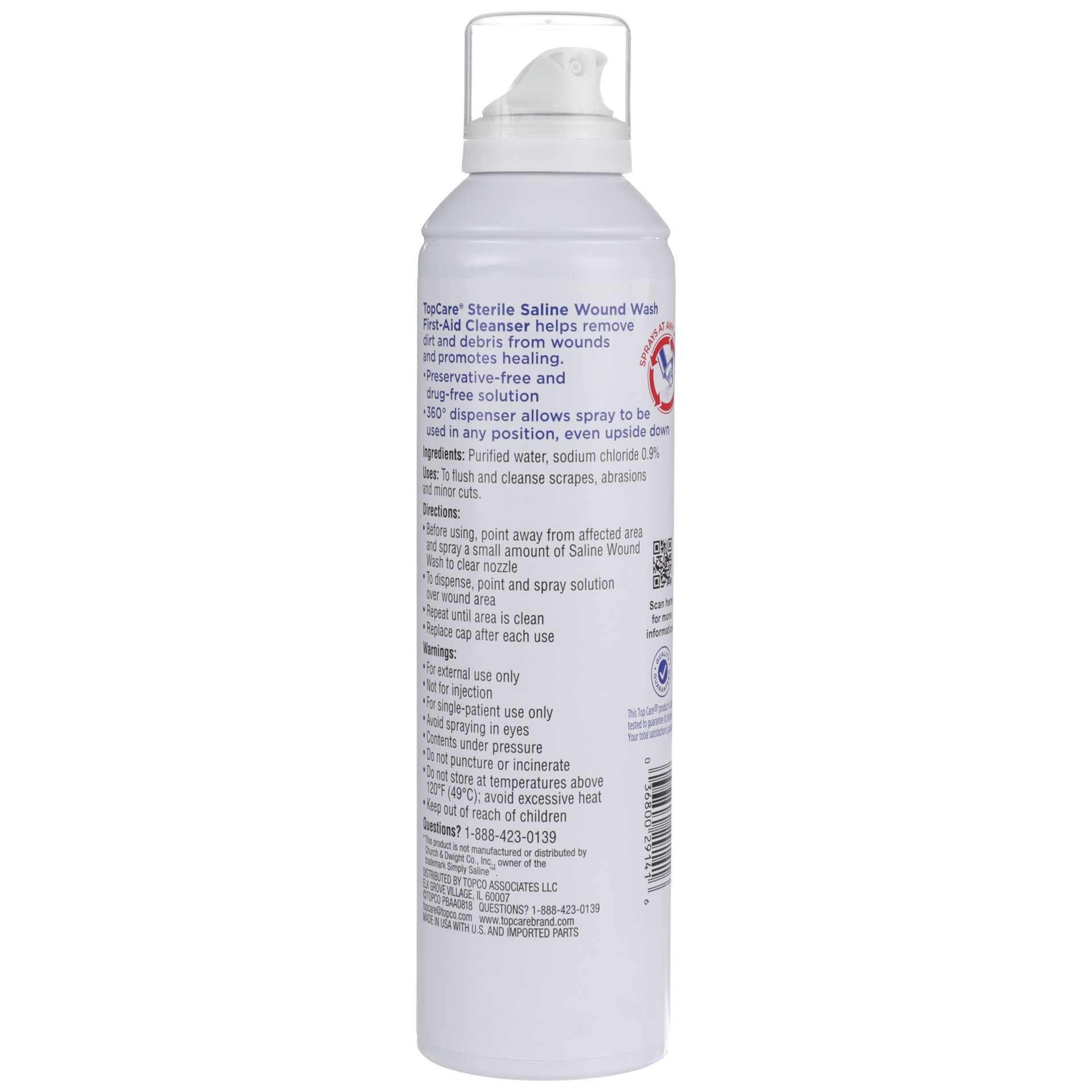 slide 6 of 6, Topcare Health Saline Wound Wash 7.4 Ounces, 7.4 oz