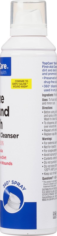 slide 3 of 4, TopCare Saline Wound Wash, Sterile, 7.4 oz