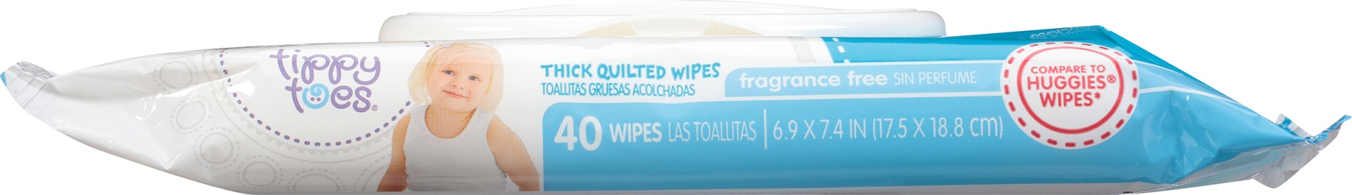 slide 4 of 6, Tippy Toes Thick & Quilted Fragrance Free Wipes 40 Each, 40 ct
