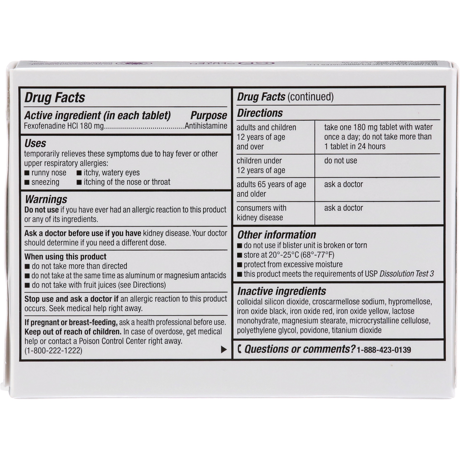 slide 4 of 6, TopCare Top Care Allergy, Original Prescription Strength, 180 Mg, Tablets, 15 ct
