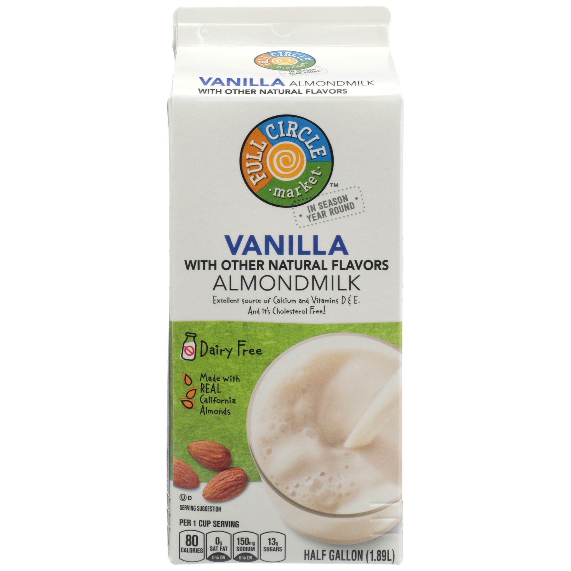 slide 3 of 6, Full Circle Market Full Circle Vanilla Almond Milk, 64 oz
