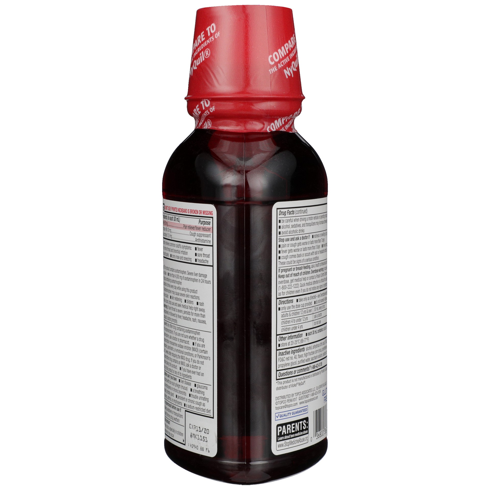 slide 5 of 6, TopCare Health NiteTime Multi-Symptom Relief Cherry Flavor Cold & Flu Relief 12 fl oz, 12 oz