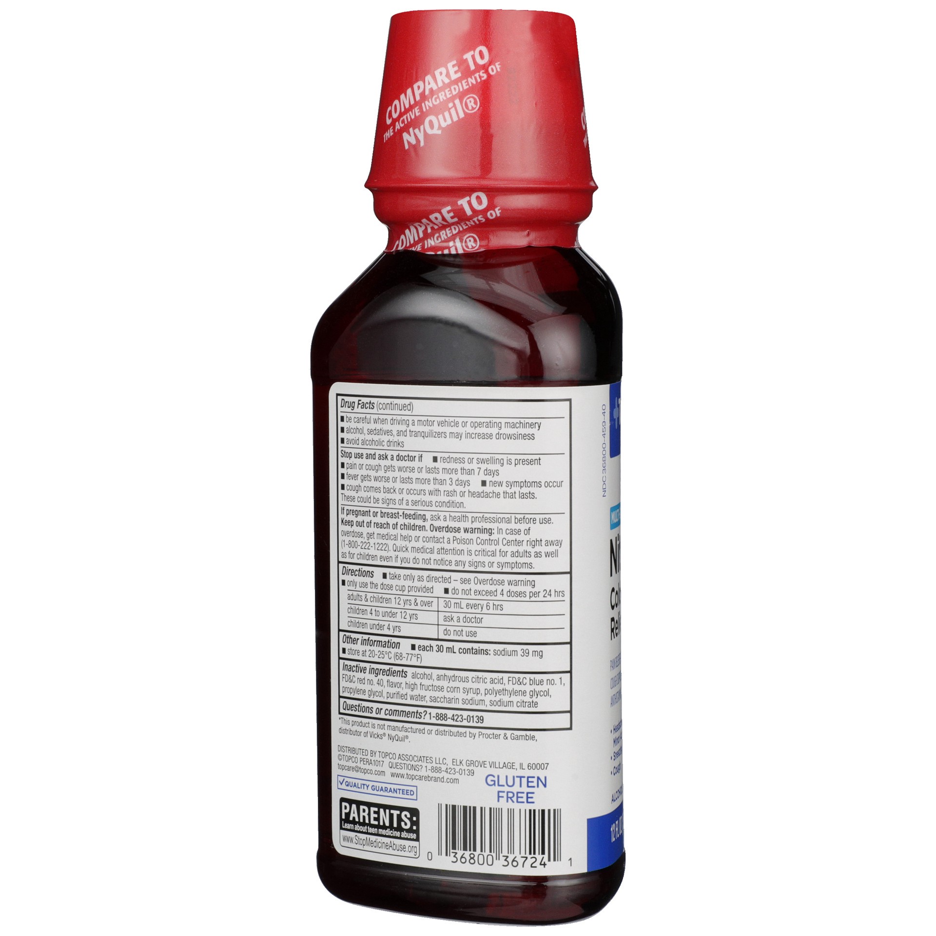slide 2 of 6, TopCare Health NiteTime Multi-Symptom Relief Cherry Flavor Cold & Flu Relief 12 fl oz, 12 oz