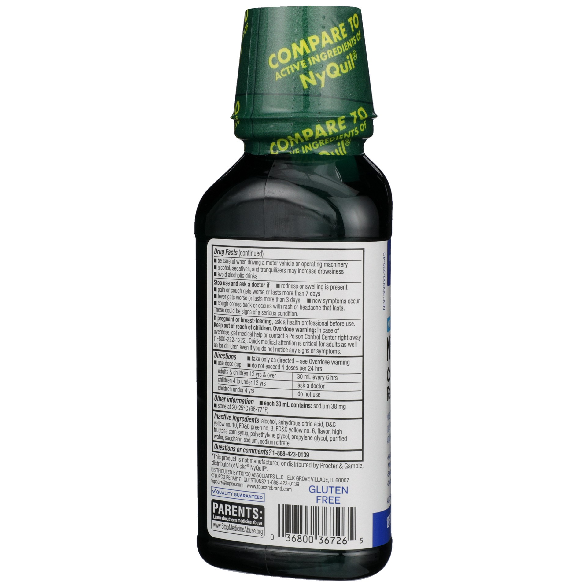slide 3 of 6, TopCare Health NiteTime Multi-Symptom Relief Original Flavor Cold & Flu Relief 12 fl oz, 12 oz