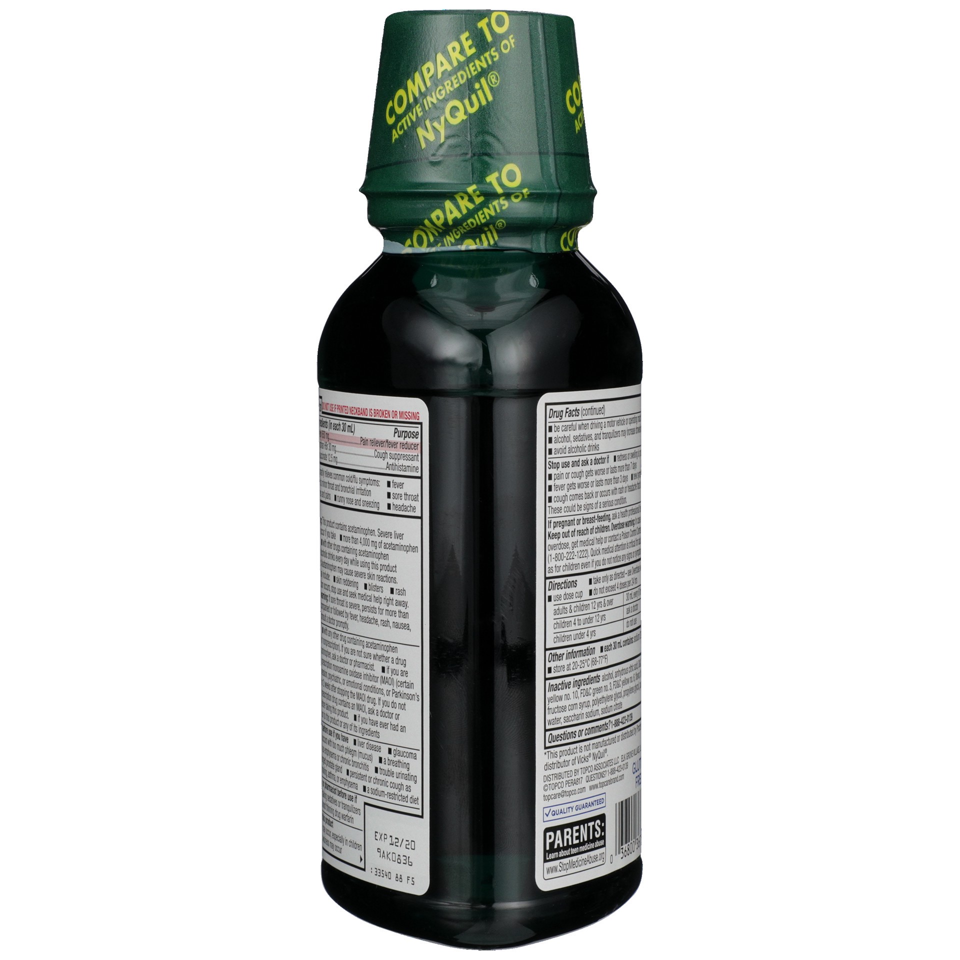 slide 4 of 6, TopCare Health NiteTime Multi-Symptom Relief Original Flavor Cold & Flu Relief 12 fl oz, 12 oz