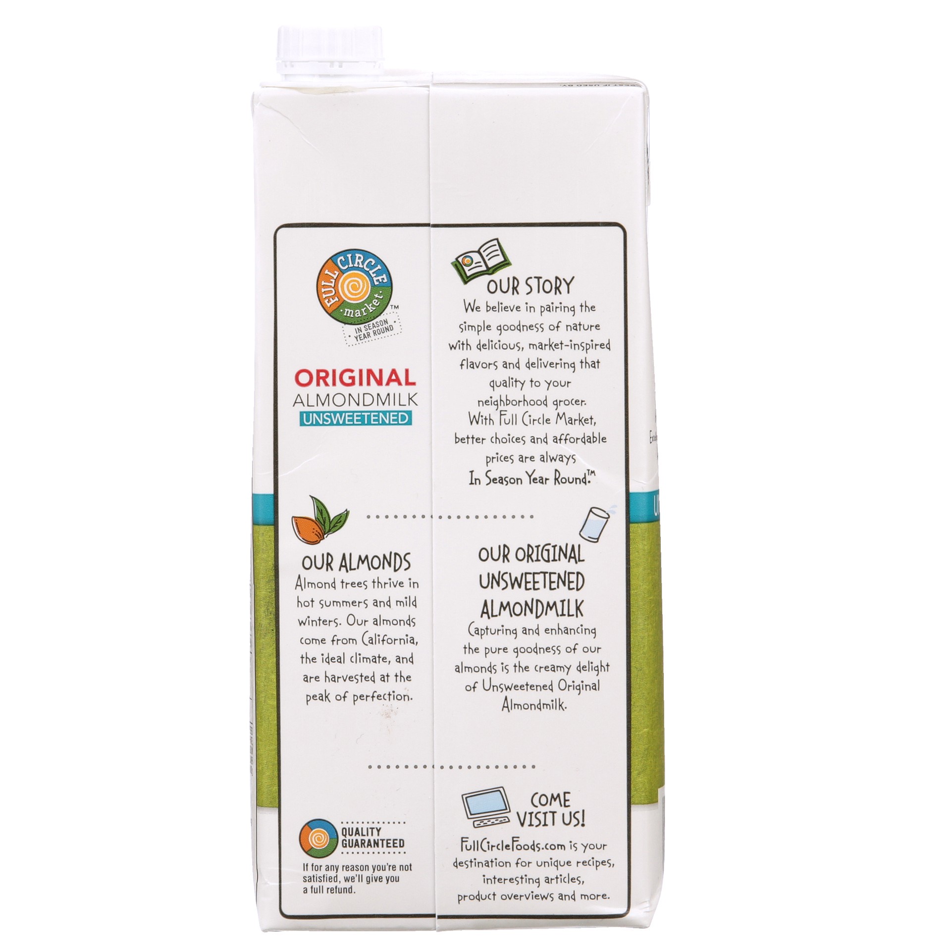slide 3 of 6, Full Circle Market Almond Unsweetened Original Non-Dairy Beverage 32 oz, 32 oz