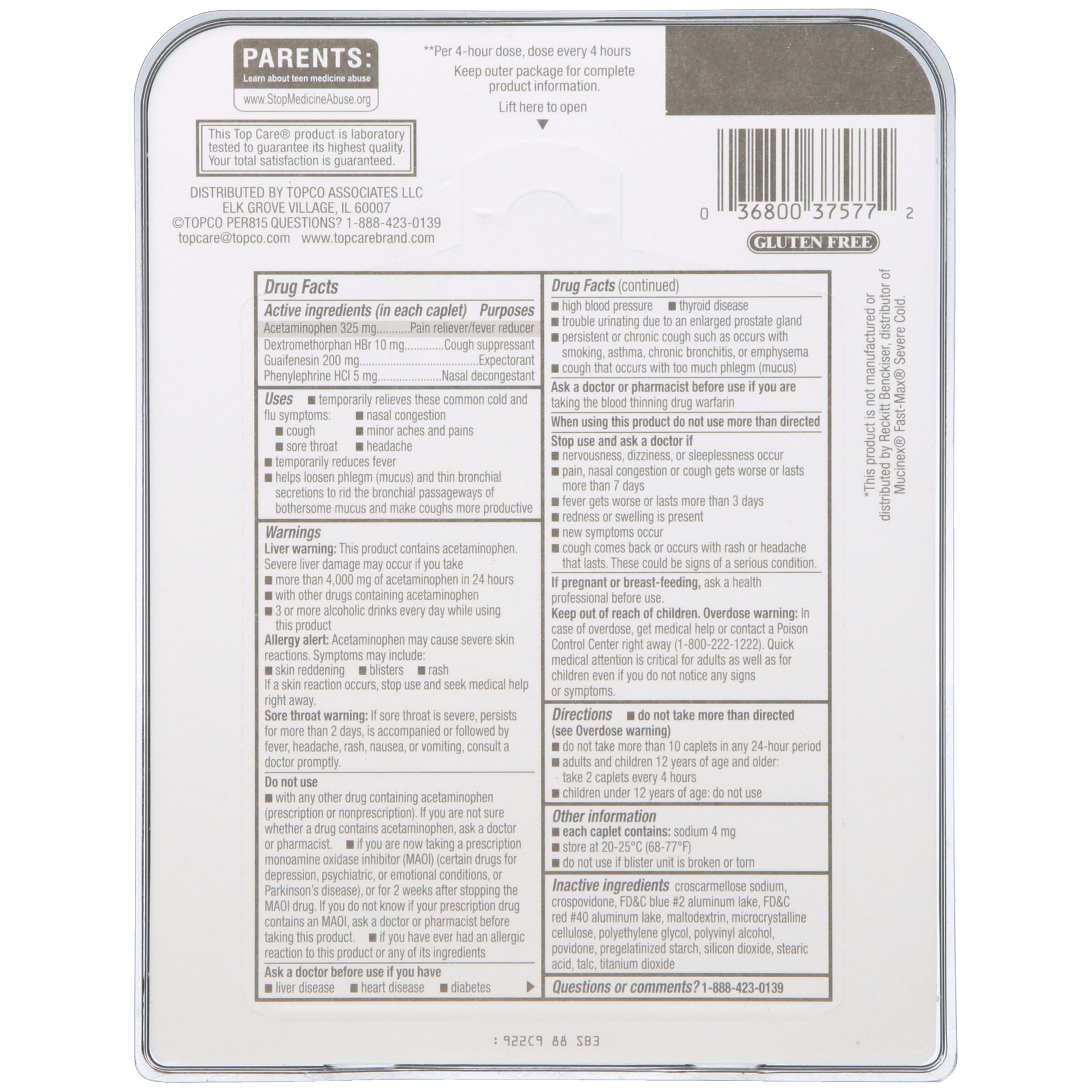 slide 5 of 6, TopCare Health Severe Maximum Strength DayTime Original Flavor Cold & Flu 12 fl oz, 20 ct