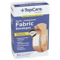 Topcare Bandages, Fabric, Antibacterial, Assorted 30 Ea