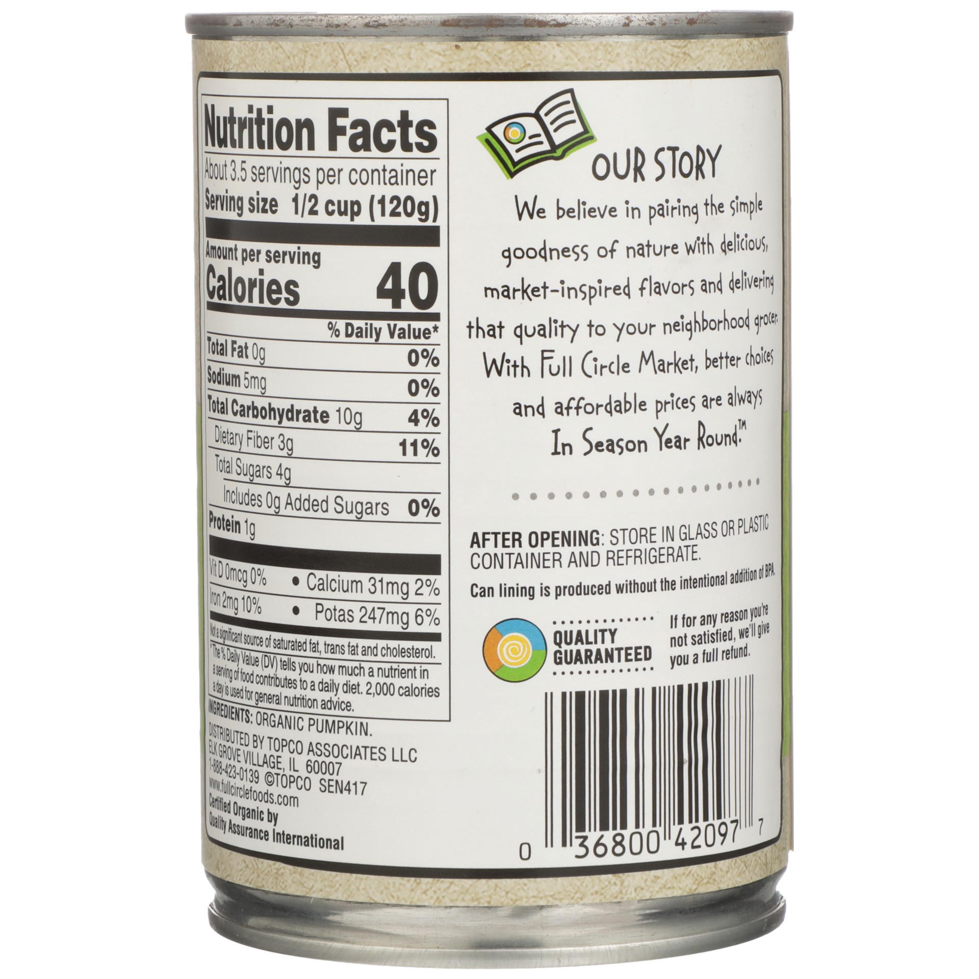 slide 2 of 6, Full Circle Market Organic 100% Pure Pumpkin, 15 oz