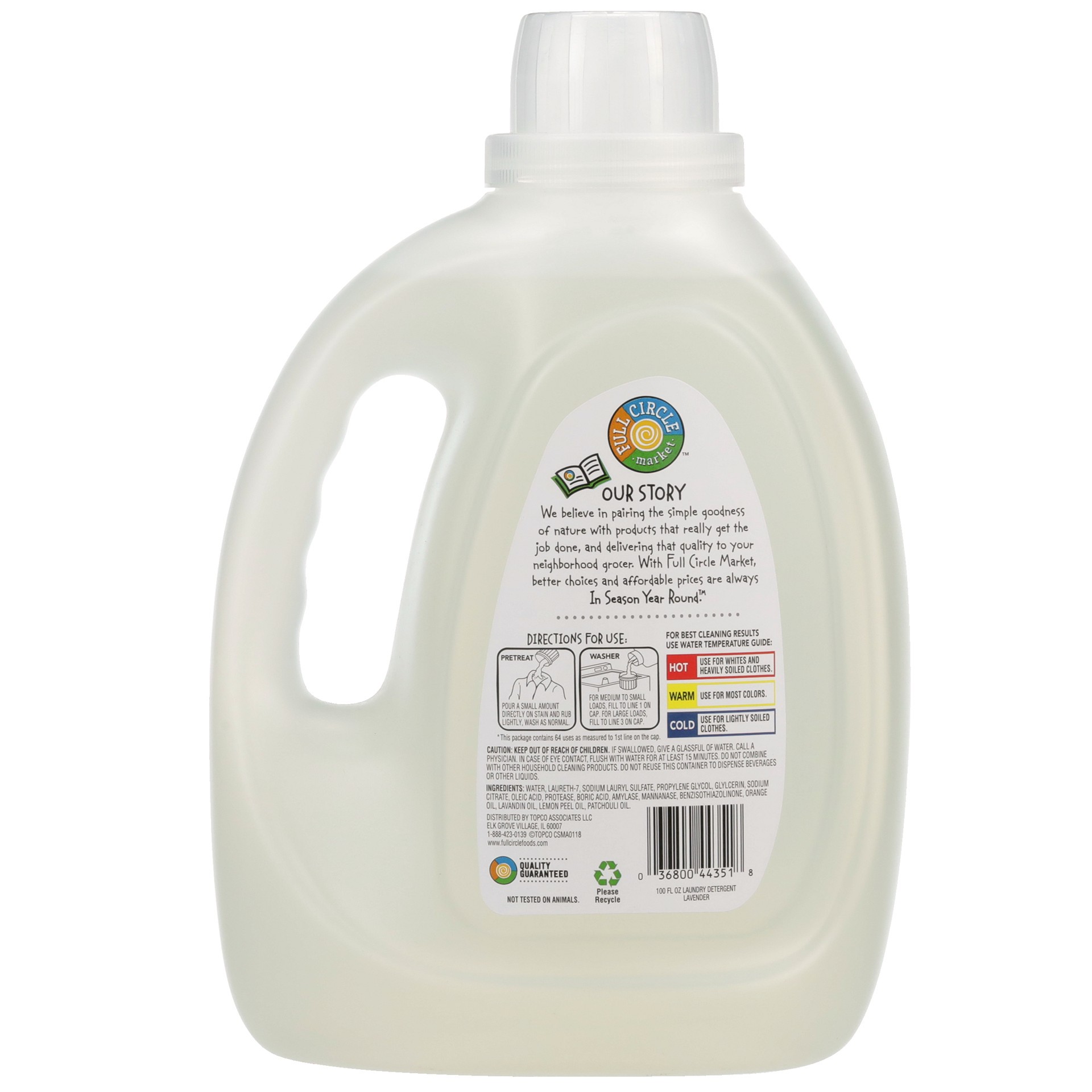 slide 5 of 6, Full Circle Lavender HE Liquid Laundry Detergent, 100 oz