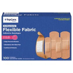 TopCare Antibacterial Flexible Fabric Assorted Sizes Adhesive Bandages