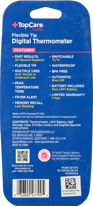 slide 3 of 4, TopCare Flexible Tip Digital Thermometer, 1 ct