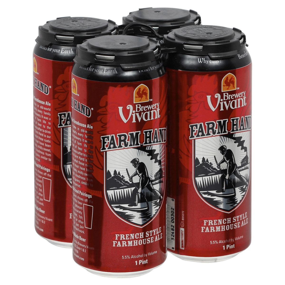slide 3 of 5, Brewery Vivant Farm Hand Ale, 4 ct; 16 fl oz