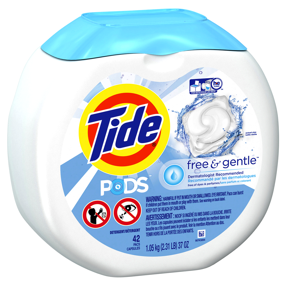 slide 3 of 3, Tide Free & Gentle Laundry Detergent Pacs, 42 ct