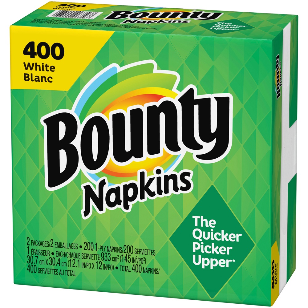 slide 3 of 3, Bounty Paper Napkins, White, 400 Count, 2 ct