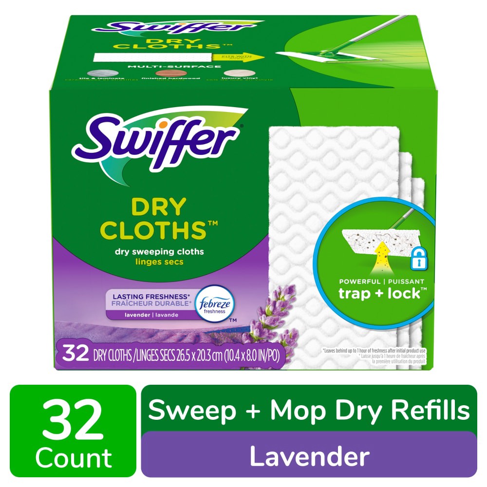 slide 6 of 6, Swiffer Dry Lavender Sweeping Cloths 32 Dry Cloths 32 ea, 32 ct
