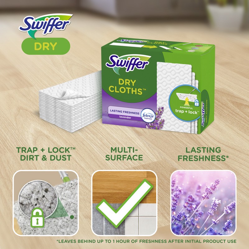 slide 3 of 4, Swiffer Dry Lavender Sweeping Cloths 32 Dry Cloths 32 ea, 32 ct