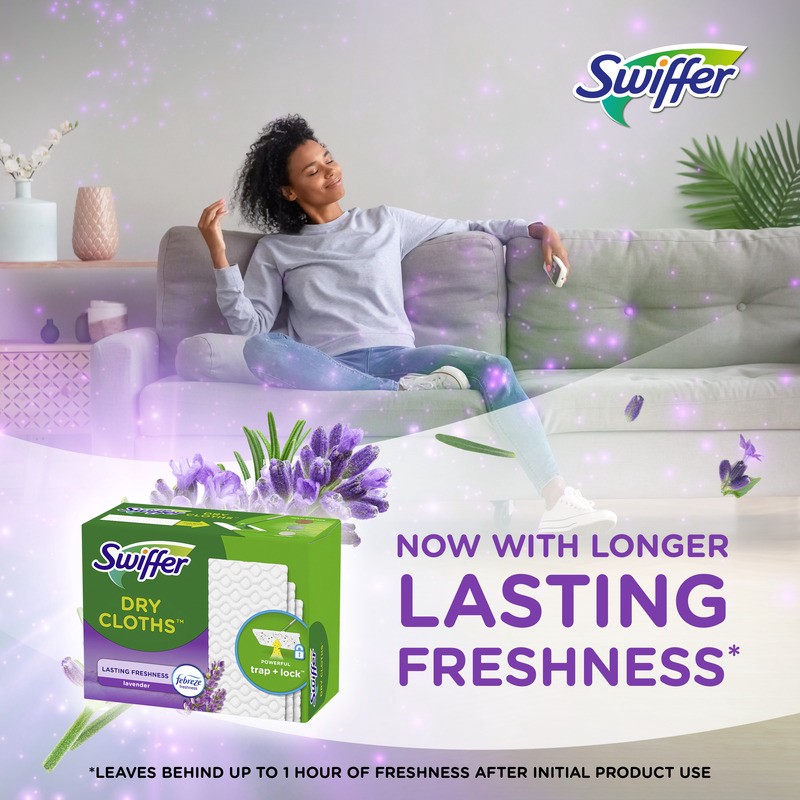 slide 2 of 4, Swiffer Dry Lavender Sweeping Cloths 32 Dry Cloths 32 ea, 32 ct
