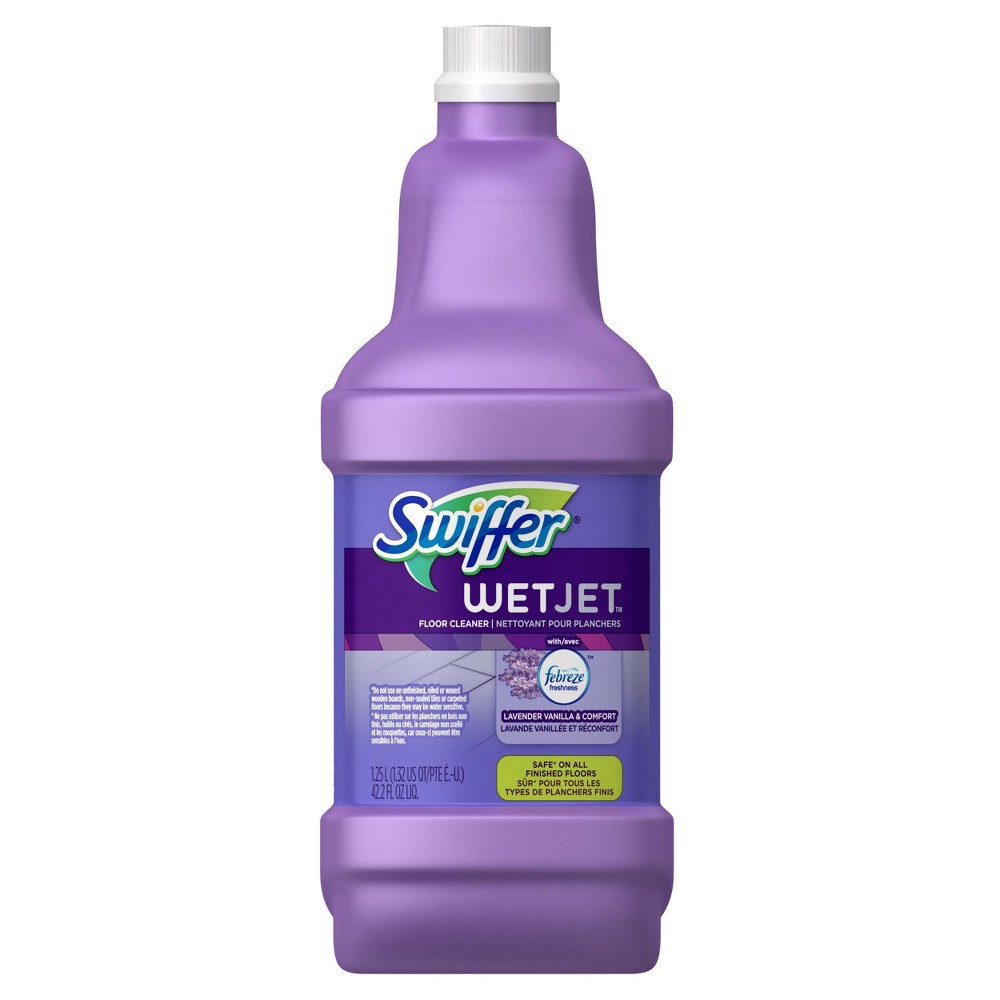 slide 3 of 3, Swiffer Wet Jet Mop Refill Solution, Wood, Laminate, Tile, Floor Cleaner, Lavender, 1.25 Liters, 42.2 fl oz