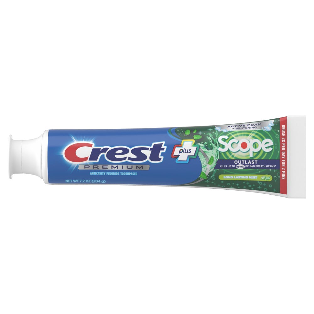 slide 5 of 6, Crest Premium Plus Scope Outlast Toothpaste, Long Lasting Mint Flavor, 7.2 oz