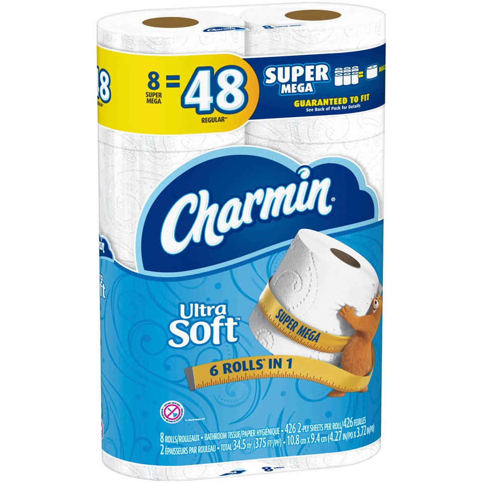 slide 3 of 4, Charmin Ultra Soft Toilet Paper Super Mega Rolls, 8 ct