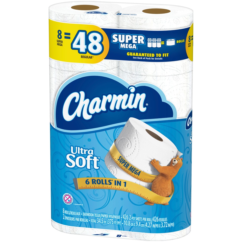 slide 2 of 4, Charmin Ultra Soft Toilet Paper Super Mega Rolls, 8 ct