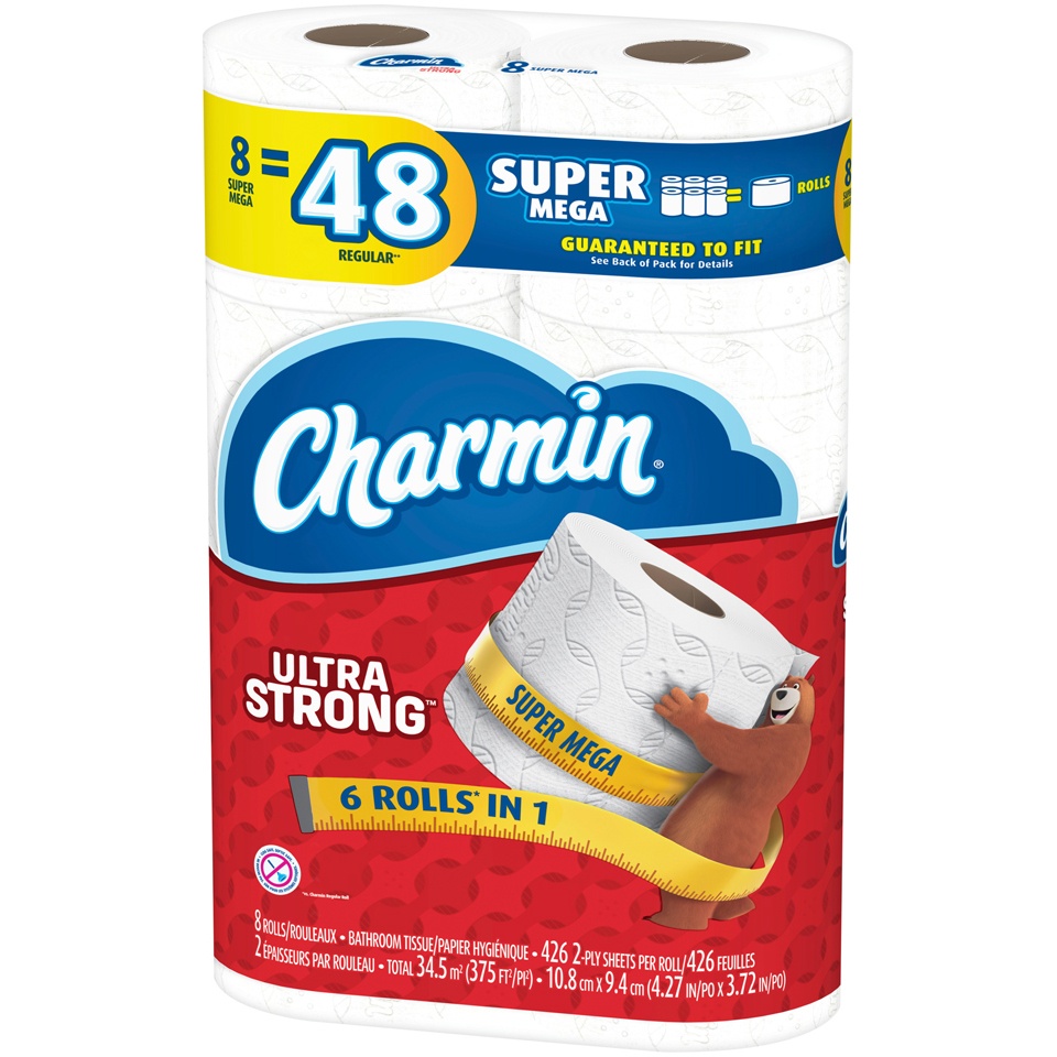 slide 3 of 4, Charmin Ultra Strong Toilet Paper Super Mega Rolls, 8 ct