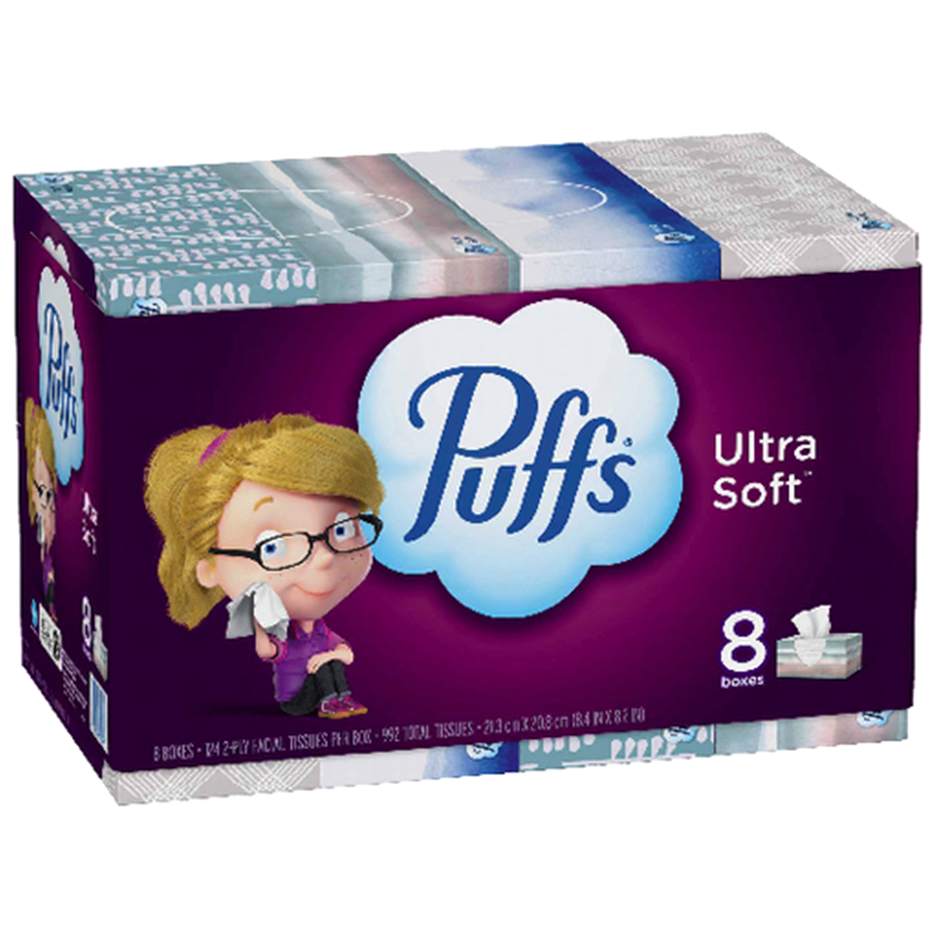 slide 1 of 1, Puffs Soft Tissue 124Ct Flat 8Bx, 8 ct