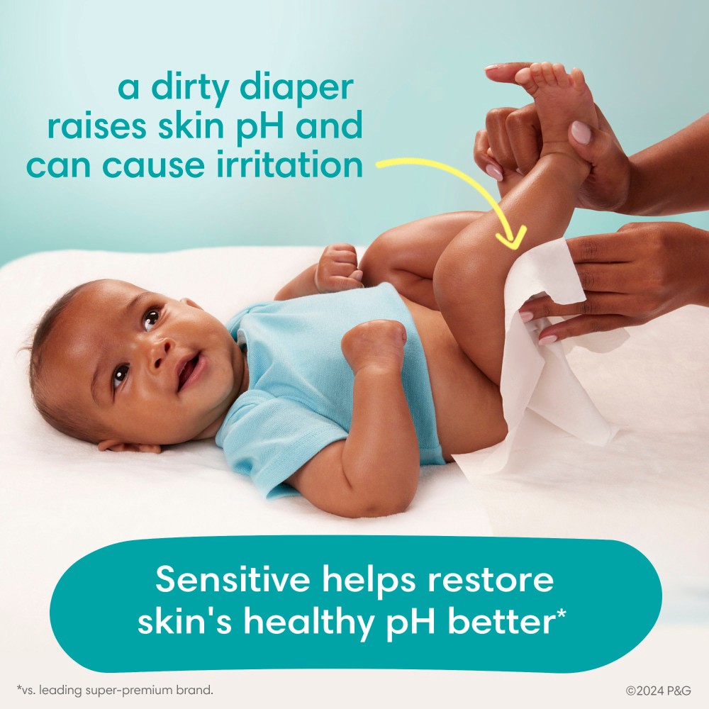 slide 6 of 6, Pampers Baby Wipes Pampers Sensitive, Clinically Proven, Fragrance Free, Water Based, Hypoallergenic Baby Wipes, 56 Baby Wipes Total (1X Flip-Top Packs), 56 ct