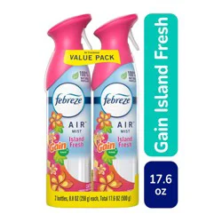 Febreze Air Freshener Spray, Odor-Fighting Room Spray, Gain Island Fresh Scent, 8.8oz, 2 Count