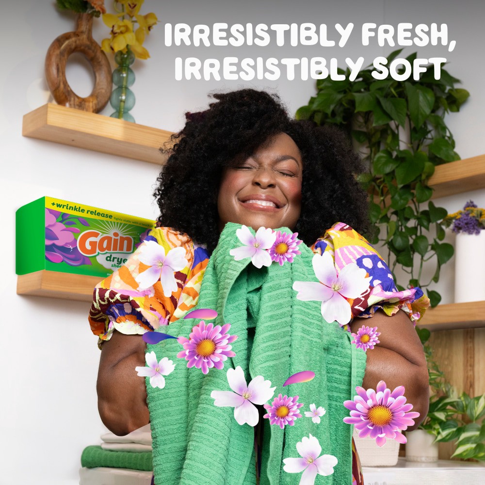 slide 6 of 6, Gain dryer sheets, 105 Count, Moonlight Breeze Scent, Laundry Fabric Softener Sheets with 2-in-1 Aromaboost Plus Softness, 105 ct