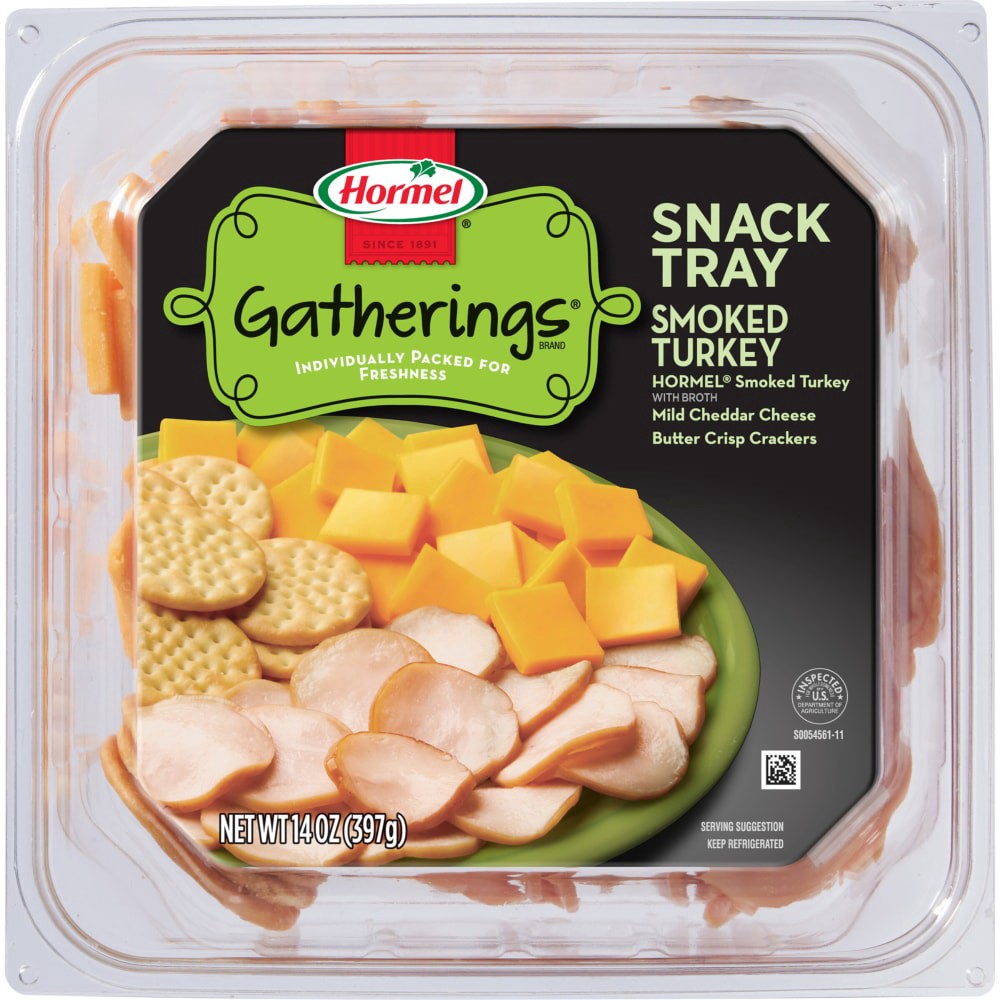 slide 3 of 5, HORMEL GATHERINGS Snack Tray Turkey and Cheese, 14 oz