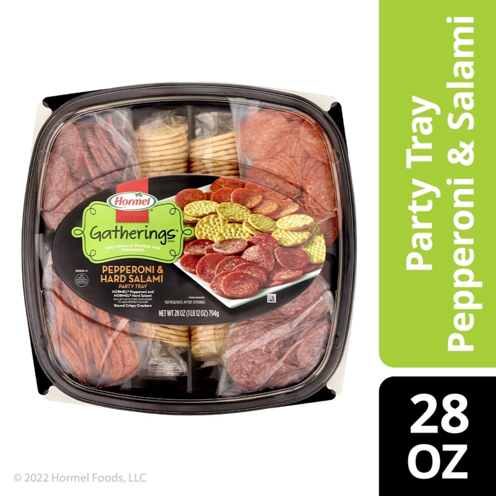slide 3 of 5, HORMEL GATHERINGS Hard Salami and Pepperoni Party Tray, 28 oz