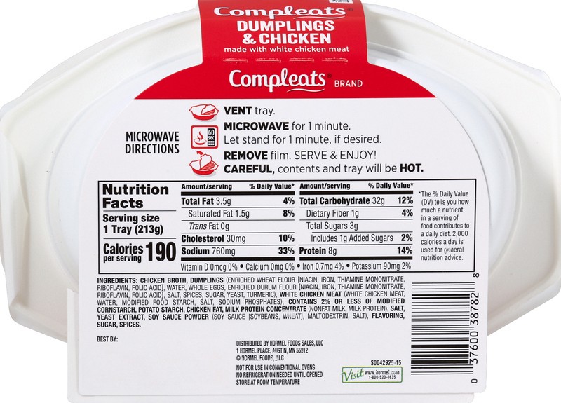 slide 4 of 4, Hormel COMPLEATS Dumplings & Chicken, 7.5 oz