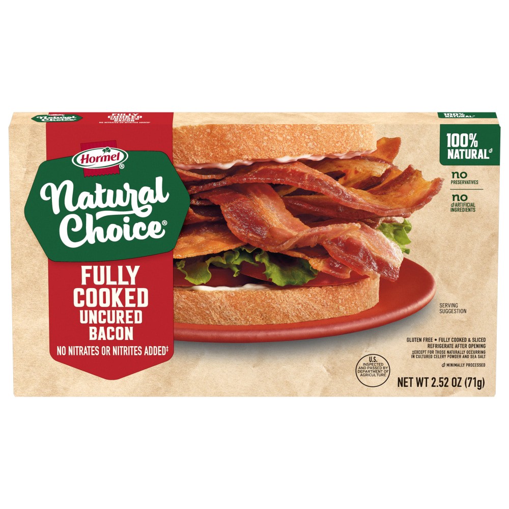 slide 2 of 2, HORMEL NATURAL CHOICE Uncured Fully Cooked Bacon, 2.52 oz