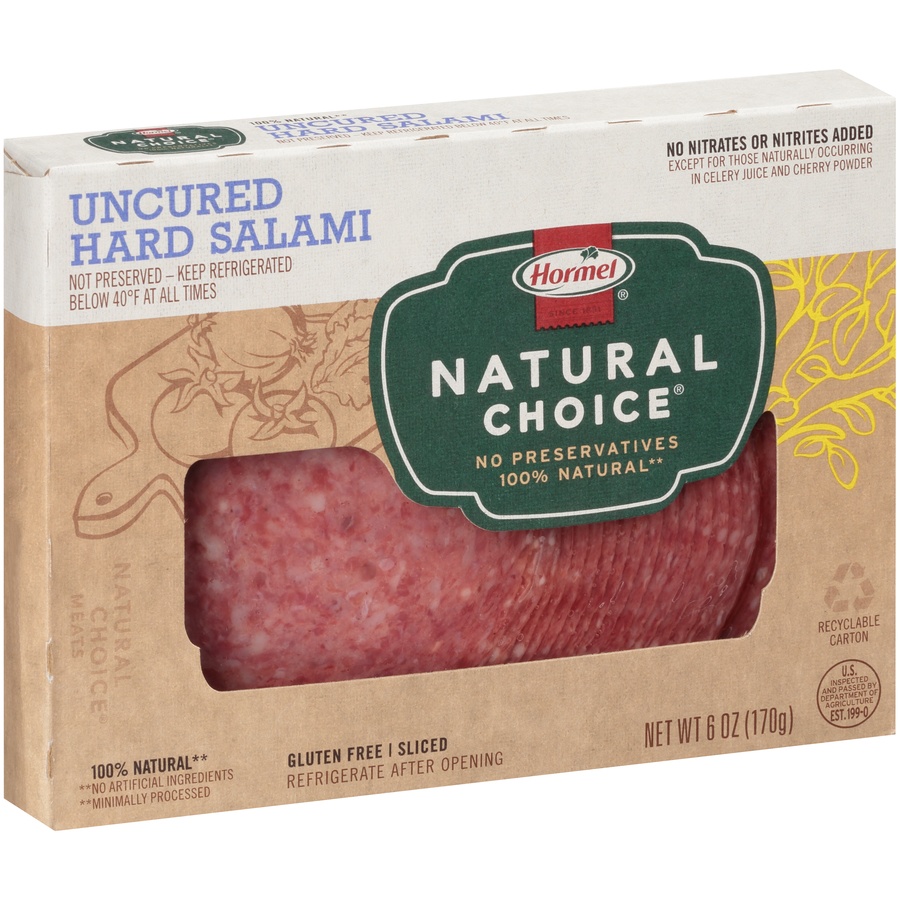slide 5 of 8, Hormel Natural Choice Uncured Hard Salami 6 oz. Box, 6 oz