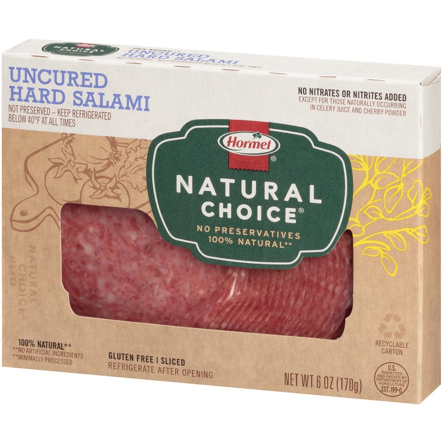 slide 7 of 8, Hormel Natural Choice Uncured Hard Salami 6 oz. Box, 6 oz