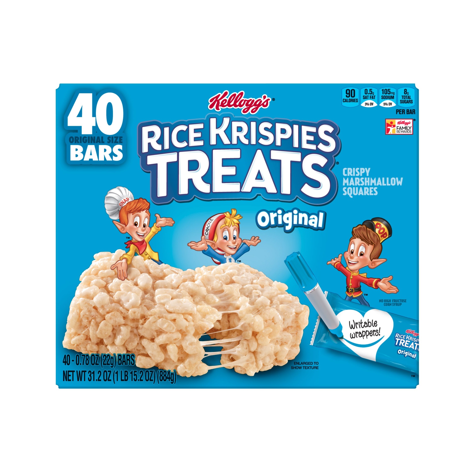 slide 2 of 7, Rice Krispies Treats Original Marshmallow Snack Bars, 31.2 oz